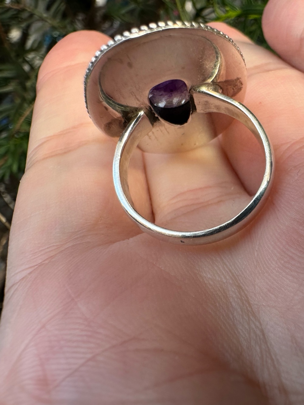 925 Sterling Silver Purple Moonstone Gemstone Ring - Picture 3 of 4